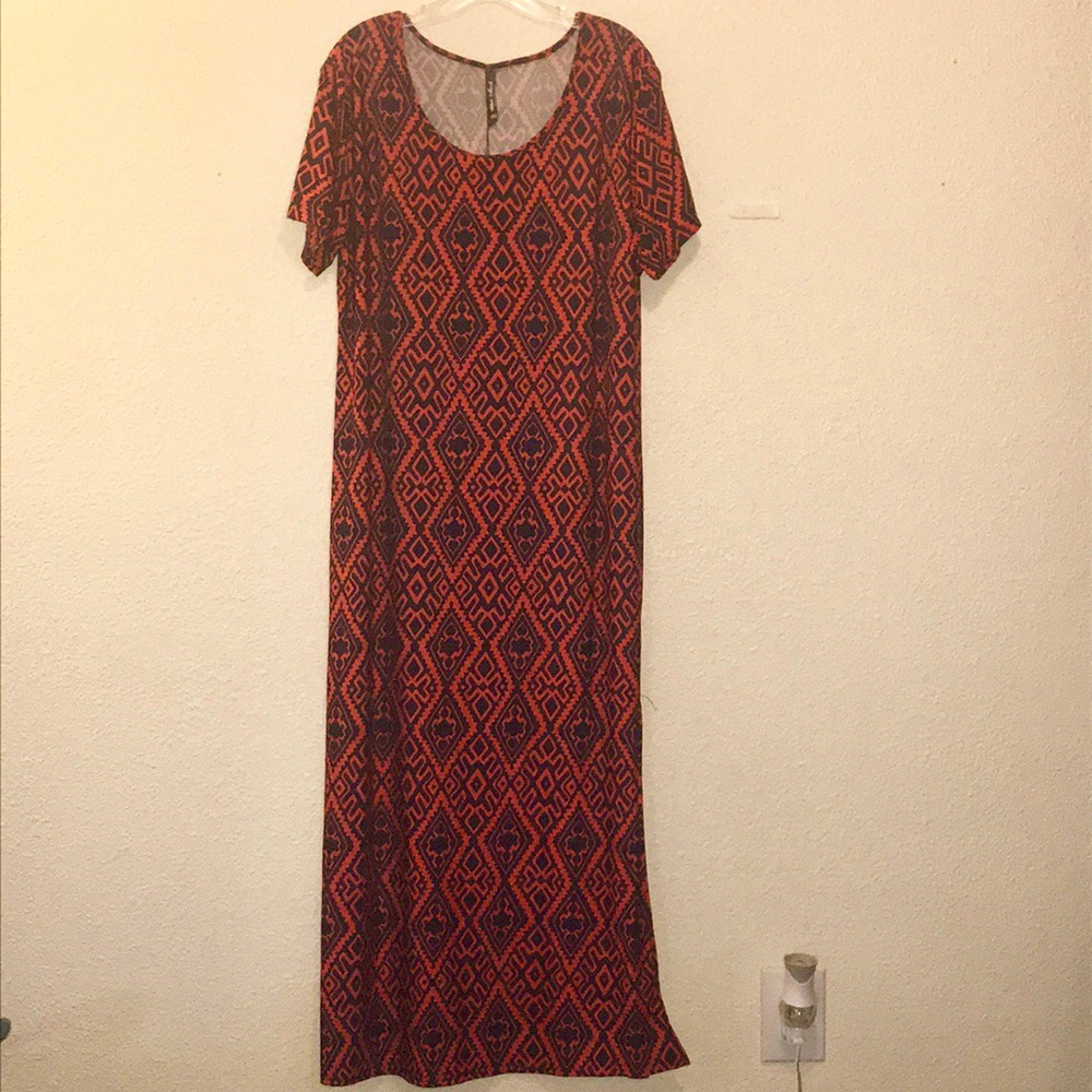 White Mark Orange Navy Maxi Dress NWT